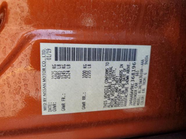 2019 NISSAN MAXIMA S 1N4AA6AV9KC368196