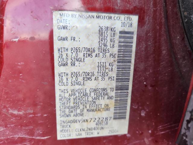 2019 NISSAN FRONTIER S - 1N6AD0EV5KN722287