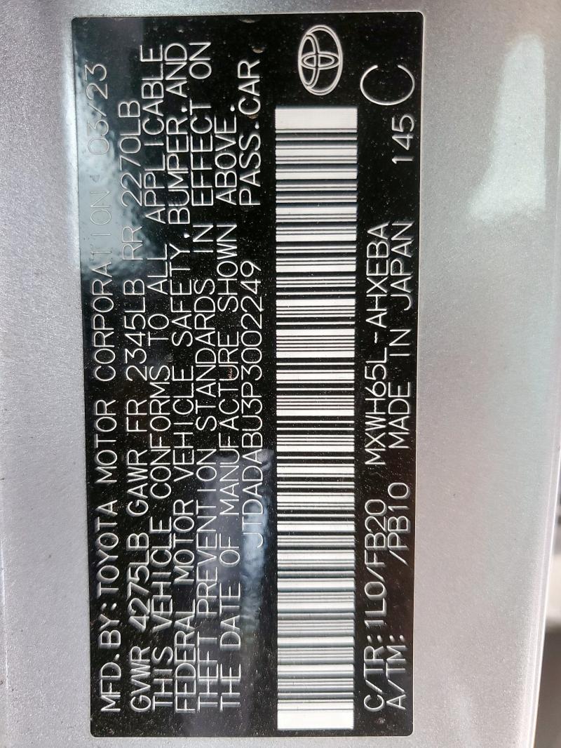 2023 TOYOTA PRIUS LE JTDADABU3P3002249