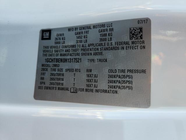 2017 CHEVROLET COLORADO - 1GCHTBEN0H1317521