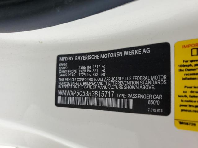 2017 MINI COOPER WMWXP5C53H3B15717