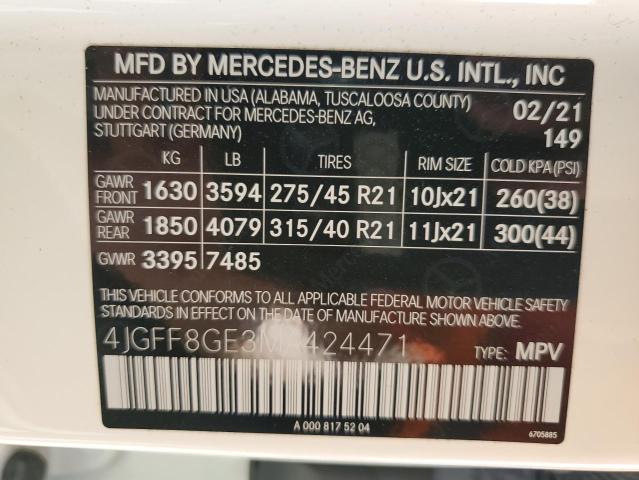 2021 MERCEDES-BENZ GLS 580 4M 4JGFF8GE3MA424471