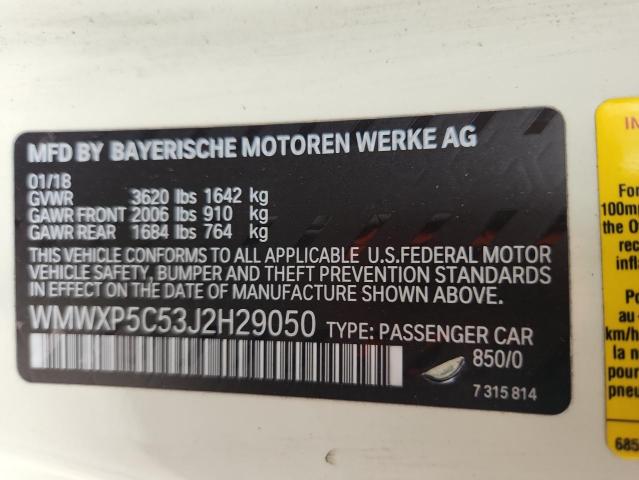 2018 MINI COOPER WMWXP5C53J2H29050