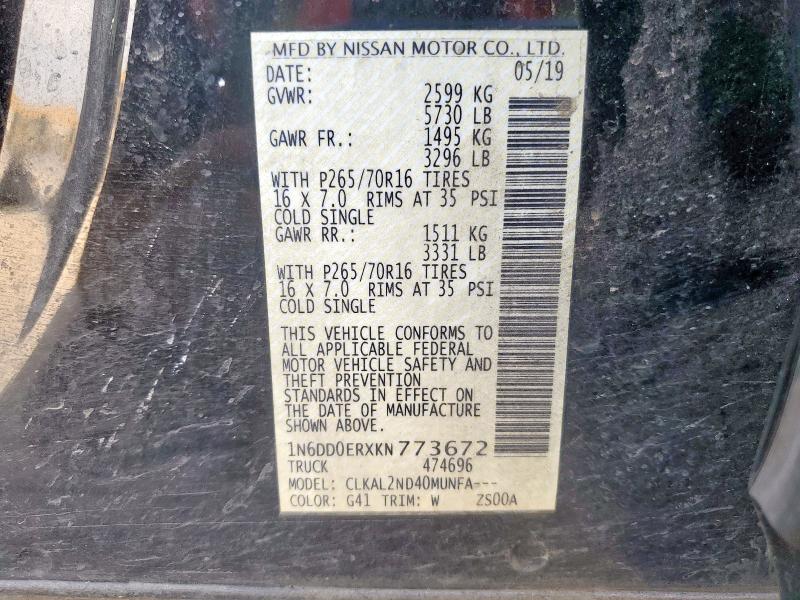 2019 NISSAN FRONTIER S - 1N6DD0ERXKN773672