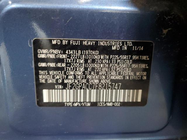 2015 SUBARU XV CROSSTR JF2GPACC7F8215747