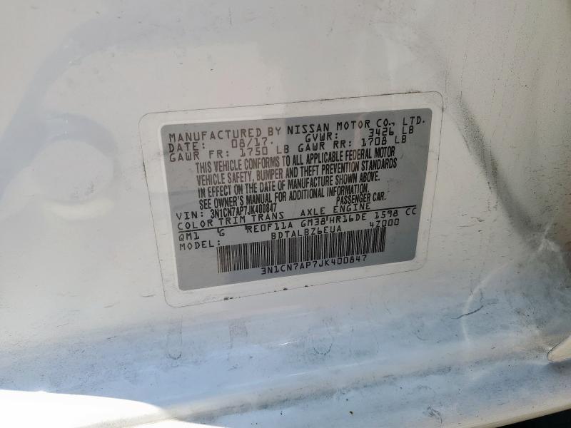 2018 NISSAN VERSA S - 3N1CN7AP7JK400847