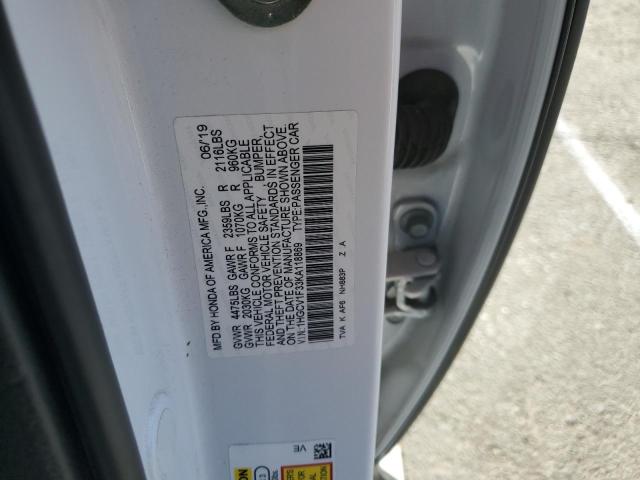 2019 HONDA ACCORD SPORT 1HGCV1F33KA118869