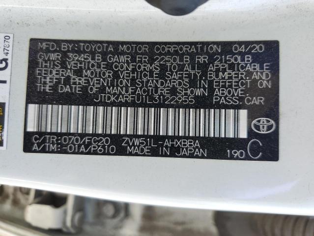 2020 TOYOTA PRIUS L JTDKARFU1L3122955