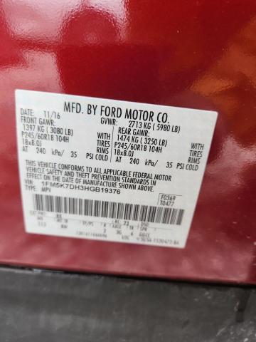 2017 FORD EXPLORER XLT 1FM5K7DH3HGB19376