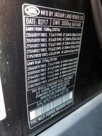 2017 LAND ROVER RANGE ROVE SALWR2FV5HA143118