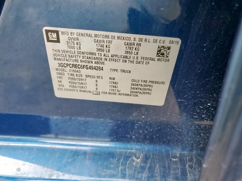 2015 CHEVROLET SILVERADO C1500 LT 3GCPCREC6FG494284