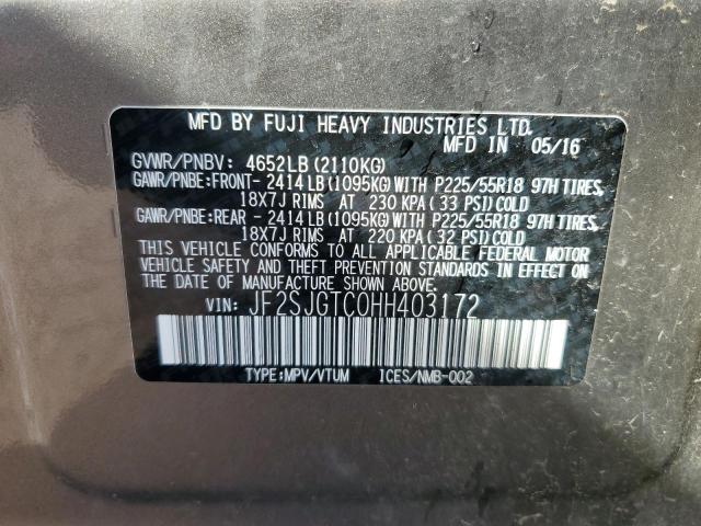 2017 SUBARU FORESTER 2 JF2SJGTC0HH403172