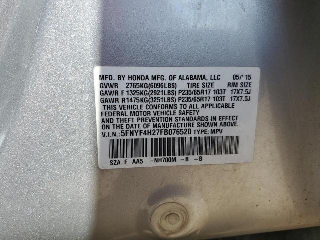 2015 HONDA PILOT LX 5FNYF4H27FB076520