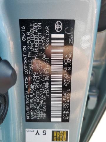 2016 TOYOTA PRIUS JTDKBRFU5G3016771