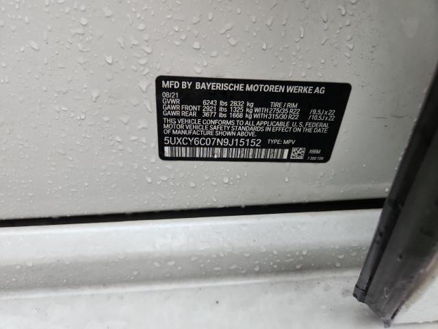 2022 BMW X6 XDRIVE40I 5UXCY6C07N9J15152
