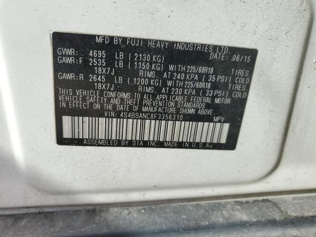 2015 SUBARU OUTBACK 2. 4S4BSANC8F3356310