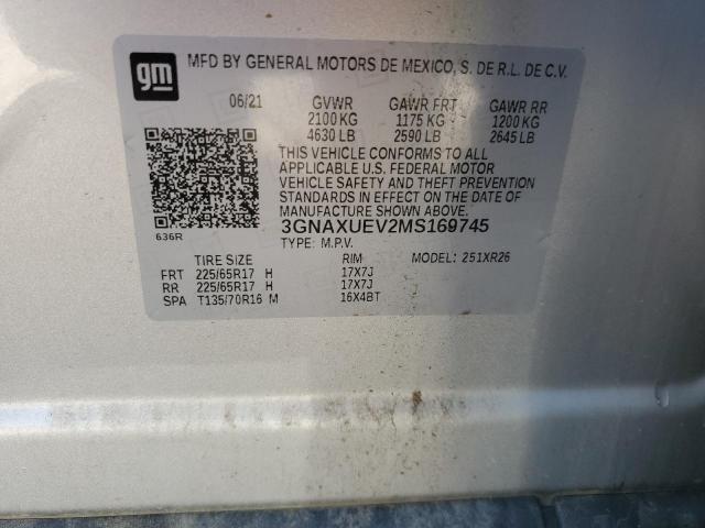 2021 CHEVROLET EQUINOX LT 3GNAXUEV2MS169745