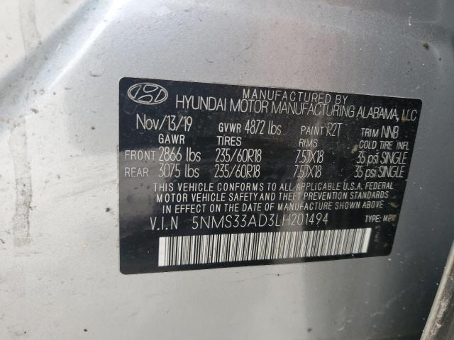 2020 HYUNDAI SANTA FE S 5NMS33AD3LH201494