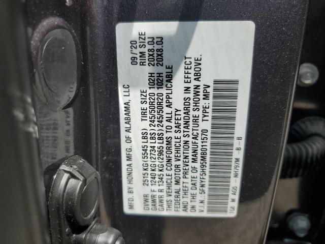 2021 HONDA PILOT TOURING 5FNYF5H95MB011570