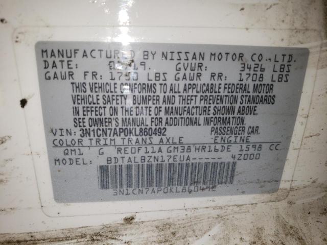 2019 NISSAN VERSA S 3N1CN7AP0KL860492