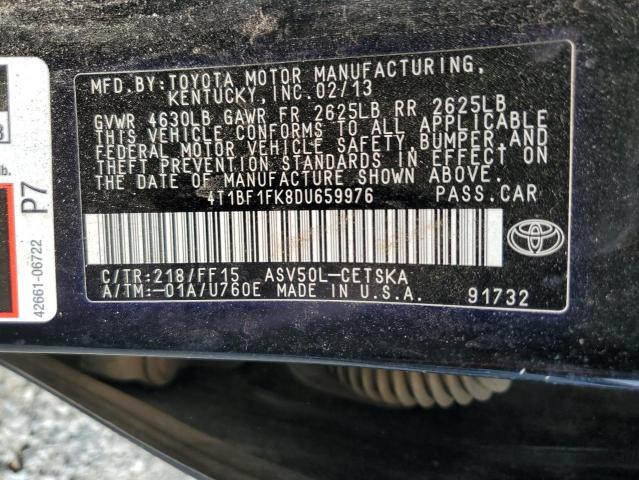2013 TOYOTA CAMRY L - 4T1BF1FK8DU659976