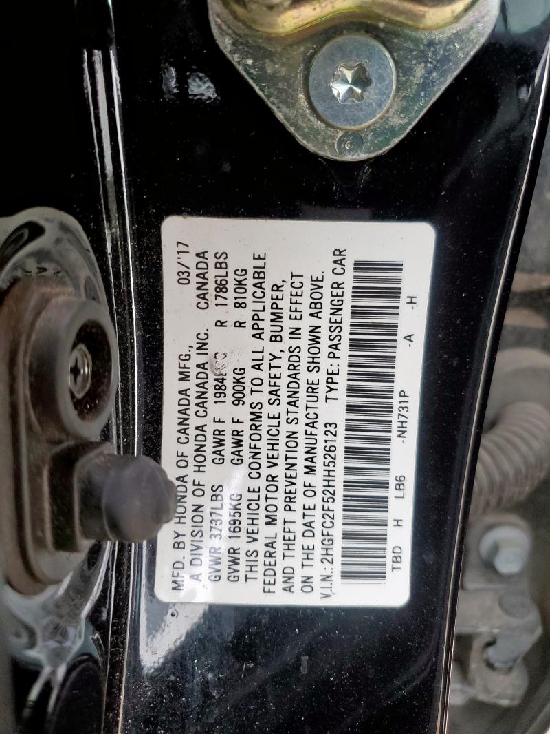 2017 HONDA CIVIC LX 2HGFC2F52HH526123