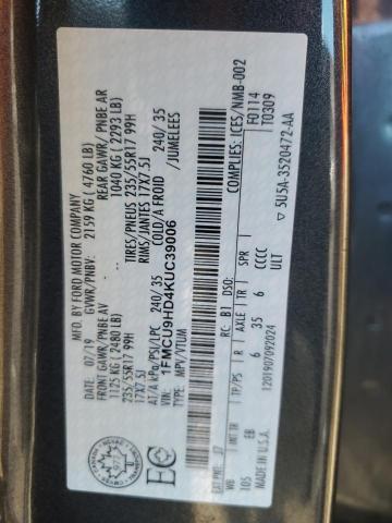 2019 FORD ESCAPE SEL 1FMCU9HD4KUC39006