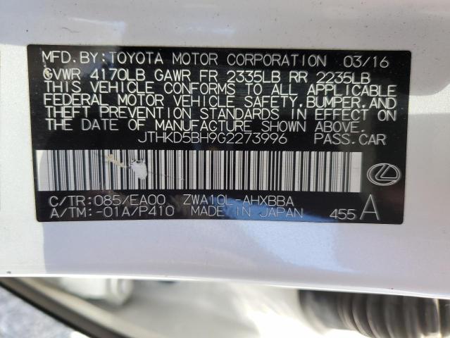 2016 LEXUS CT 200 JTHKD5BH9G2273996