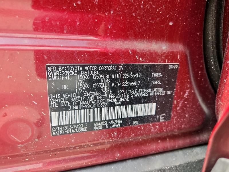 2019 TOYOTA RAV4 XLE - JTMW1RFV2KJ015322
