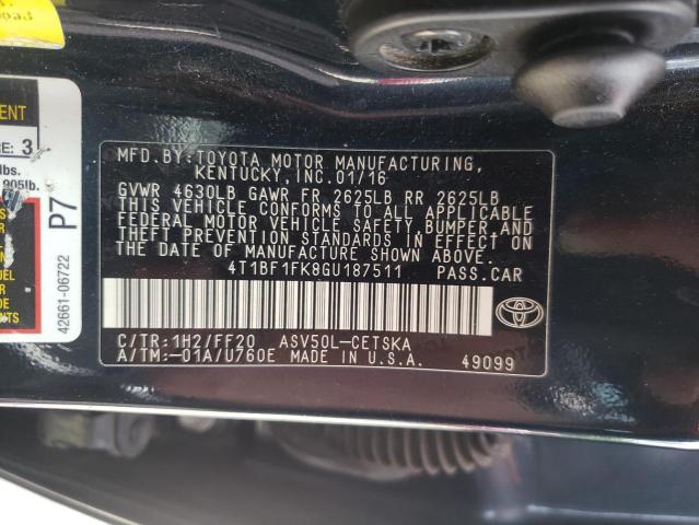 2016 TOYOTA CAMRY 4T1BF1FK8GU187511