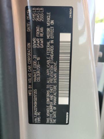 2019 VOLVO S60 T6 MOMENTUM 7JRA22TK6KG017355