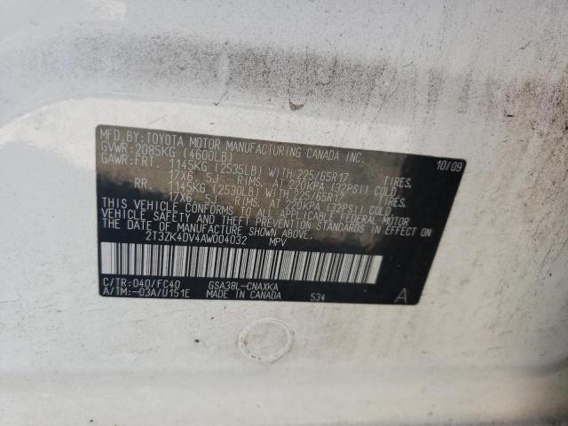 2010 TOYOTA RAV4 - 2T3ZK4DV4AW004032
