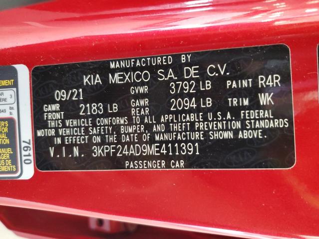 2021 KIA FORTE FE 3KPF24AD9ME411391