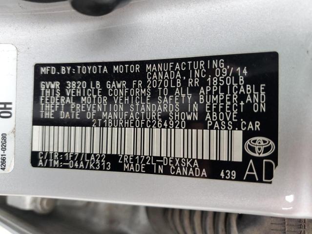 2015 TOYOTA COROLLA L - 2T1BURHE0FC264920