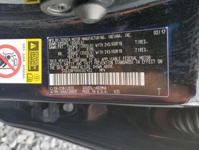 2017 TOYOTA HIGHLANDER - 5TDJZRFHXHS387452
