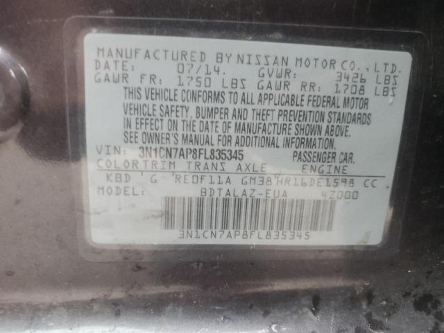 2015 NISSAN VERSA S 3N1CN7AP8FL835345