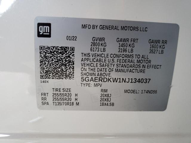 2022 BUICK ENCLAVE AV 5GAERDKW1NJ134037