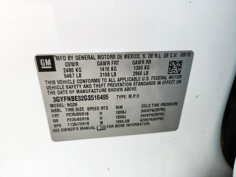 2016 CADILLAC SRX LUXURY 3GYFNBE32GS516495