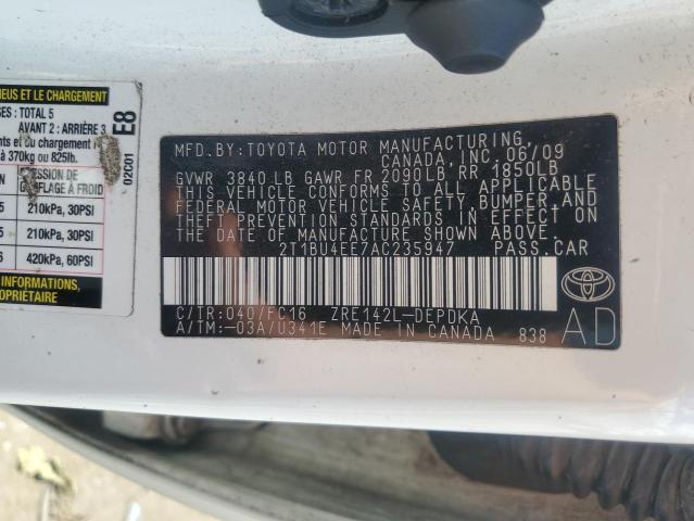 2010 TOYOTA COROLLA BA - 2T1BU4EE7AC235947