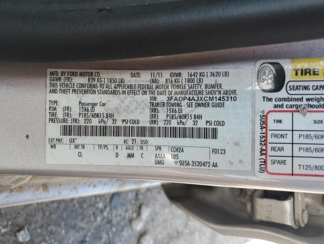 2012 FORD FIESTA S - 3FADP4AJXCM145310