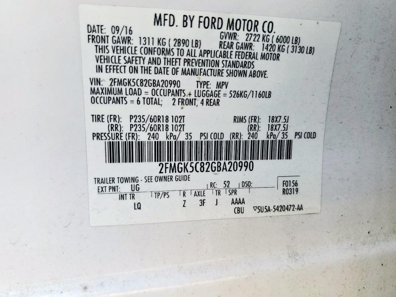 2016 FORD FLEX SEL - 2FMGK5C82GBA20990