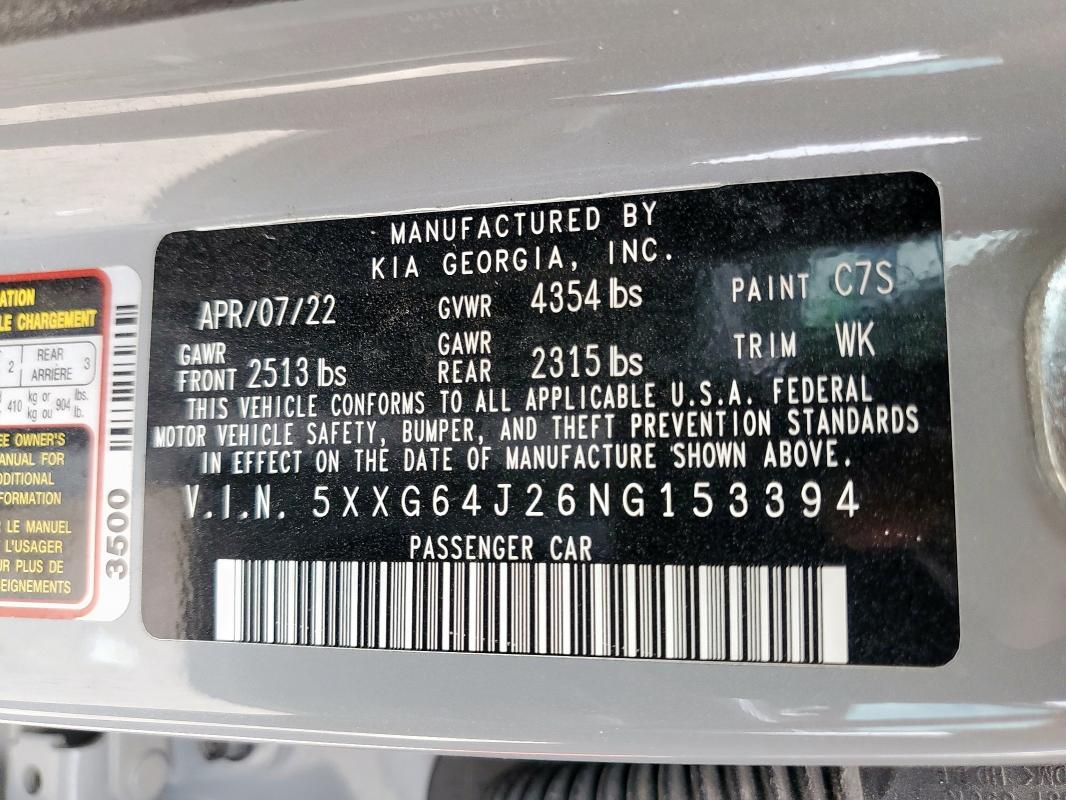 2022 KIA K5 GT LINE - 5XXG64J26NG153394