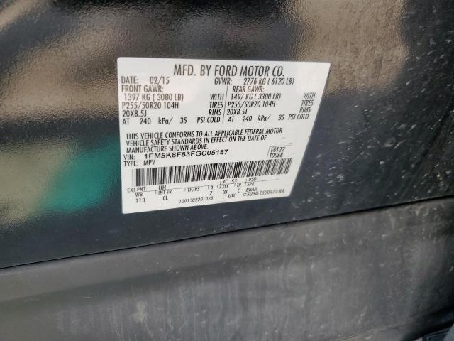 2015 FORD EXPLORER L - 1FM5K8F83FGC05187