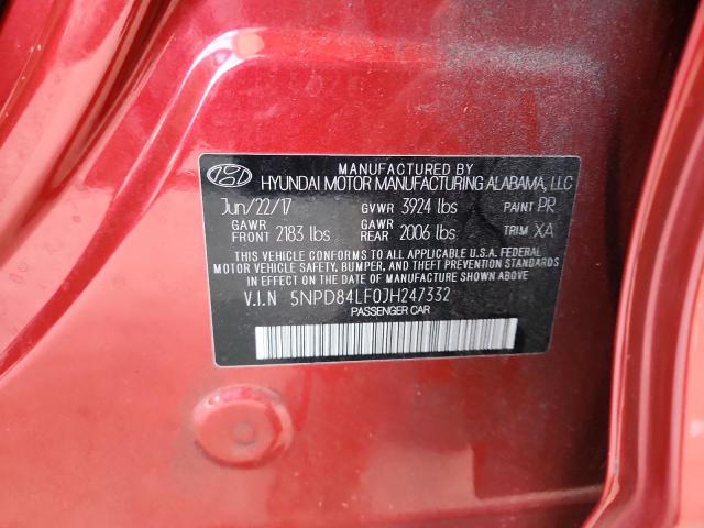 2018 HYUNDAI ELANTRA SEL 5NPD84LF0JH247332