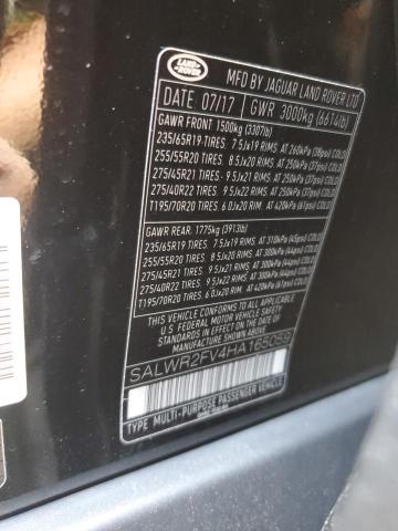 2017 LAND ROVER RANGE ROVE SALWR2FV4HA165059