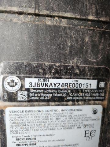 2024 CAN AM MAVERICK X - 3JBVKAY24RE000151