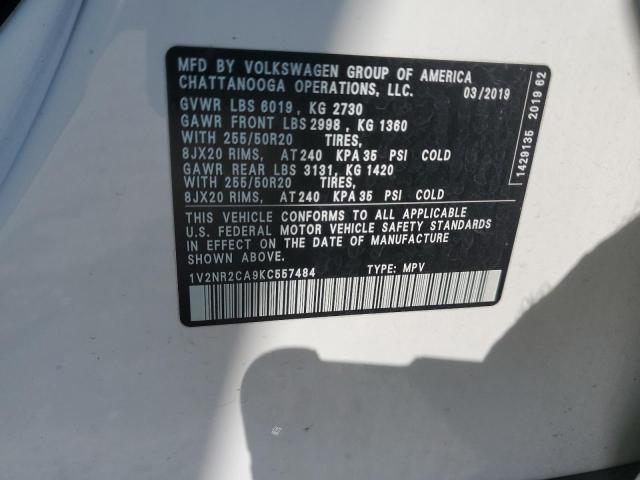 2019 VOLKSWAGEN ATLAS SEL 1V2NR2CA9KC557484