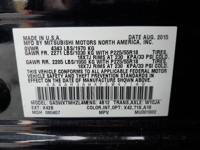 2015 MITSUBISHI OUTLANDER 4A4AR3AWXFE047149
