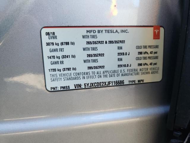 2018 TESLA MODEL X - 5YJXCDE2XJF116686