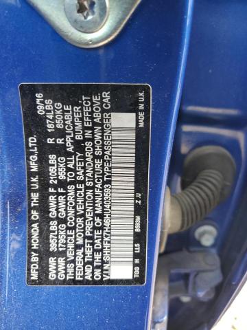 2017 HONDA CIVIC SPOR SHHFK7H46HU403593